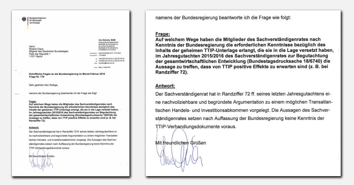 ttip so dreist antwortete die bundesregierung einem besorgten abgeordneten