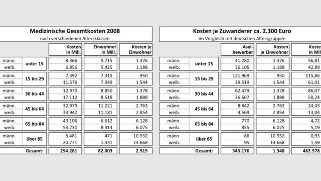 medizinische kosten fuer migranten nicht 25 niedriger als die von deutschen sondern um 70 hoeher