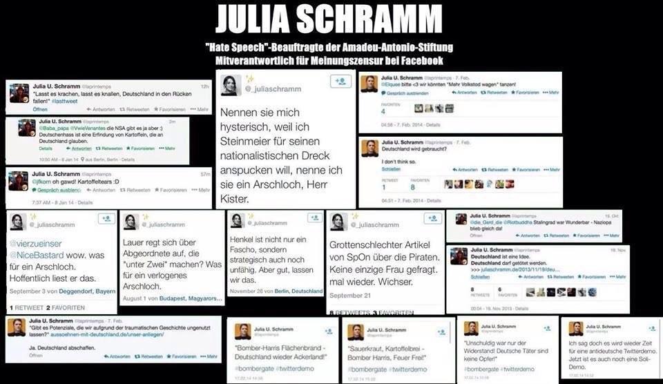 Kennt sich offenbar gut mit der Materie aus - Julia Schramm wird von der Bundesregierung bezahlt, um etwas gegen "Hasskommentare im Internet" zu tun. Quelle: Twitter https://twitter.com/_juliaschramm