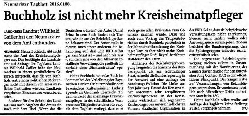 Neumarkter Tageblatt vom 1. August 2016