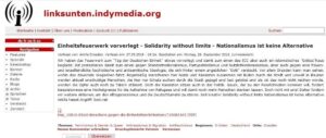 Inzwischen gelöschtes Post auf der linksextremistischen Internetseite Indymedia 