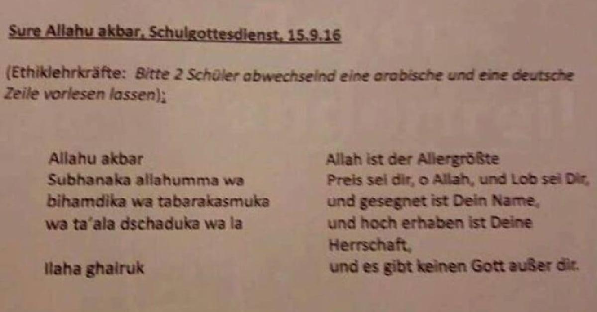 Eltern empört: Bayerische Schule „zwingt“ Schüler „Allahu akbar“ vorzutragen