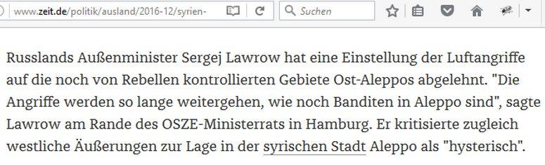 Aufgedeckt: ZEIT ONLINE fälscht russische Luftangriffe auf Aleppo