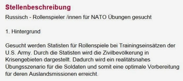 NATO trainiert Besetzung russischsprachiger Gebiete - Berlin sucht Statisten für Kriegsübung 3 NATO trainiert Besetzung russischsprachiger Gebiete - Berlin sucht Statisten für Kriegsübung