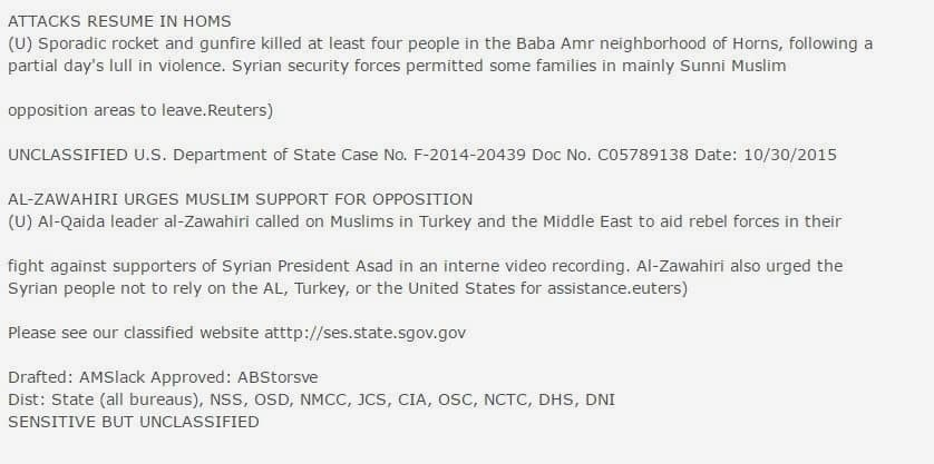 Wikileaks enthüllt: US-Chefberater sagte Hillary Clinton: „Al-Qaida ist auf unserer Seite“