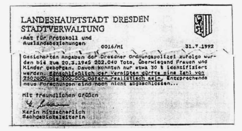 Bomben-Holocaust an Dresdner Zivilbevölkerung: Historikerkommission fälschte Opferzahlen