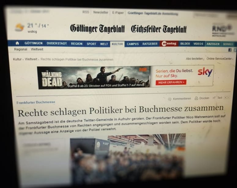 Lügenpresse in Aktion: Deutsche Medien erfinden "Nazi-Angriff" auf der Frankfurter Buchmesse