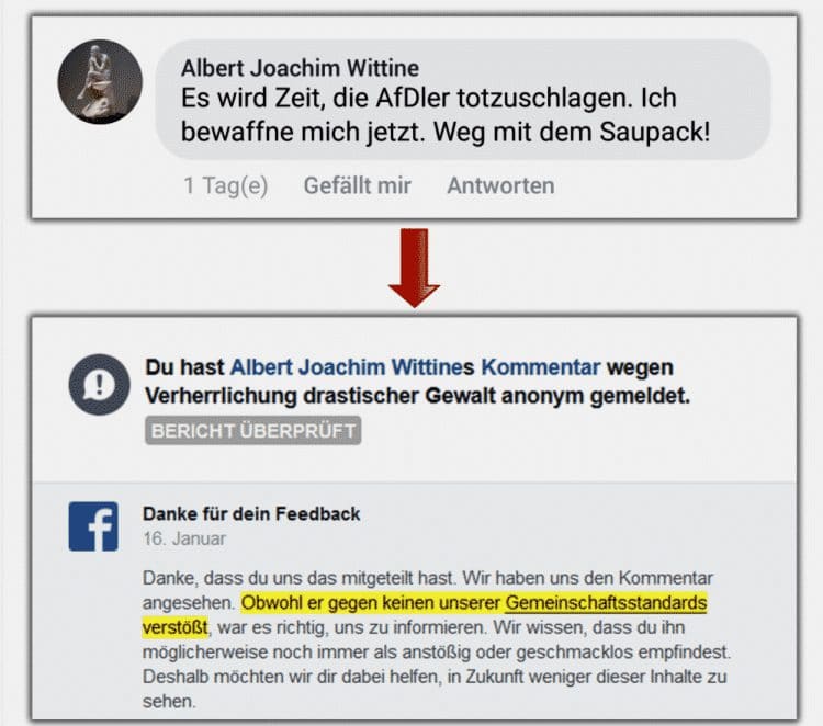 „AfDler totschlagen oder köpfen“ – Facebook weigert sich linksradikale Mordaufrufe zu löschen