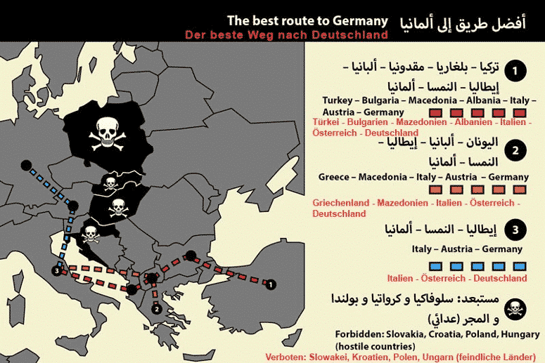 Arabischer Flyer erklärt, wie großartig das Leben in Deutschland ist