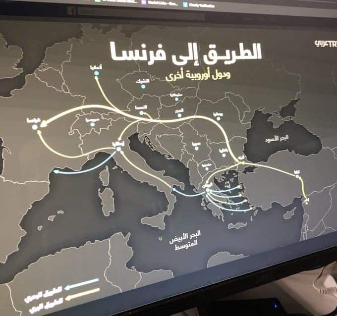 Das türkische Fernsehen präsentiert die Routen nach Europa.