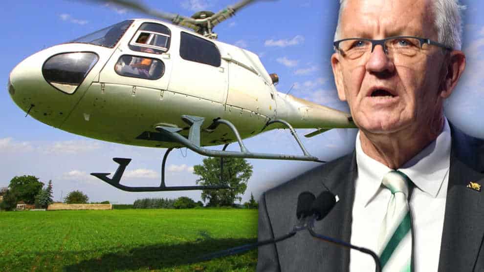 Für 4.000 Euro und 260 Liter Kerosin: Grüner lässt sich mit Helikopter zu Wanderung fliegen!