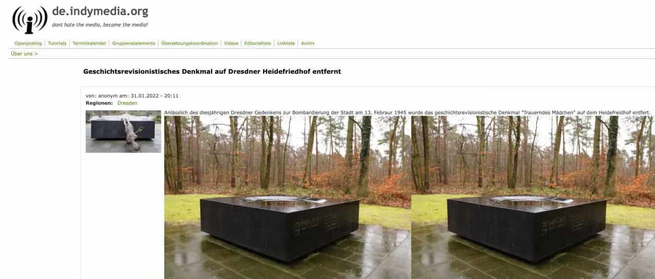 Dresden: Linksextremisten schänden auf Heidefriedhof Mahnmal für alliierte Bombenopfer 2 Dresden: Linksextremisten schänden Mahnmal für alliierte Bombenopfer auf Heidefriedhof