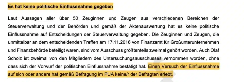 SPD manipulierte Scholz-Untersuchungsbericht