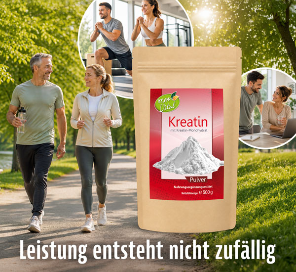 Stärker, schneller, leistungsfähiger: Dieses weiße Pulver verändert alles! 15 Kopp Vital® Kreatin Pulver / 500 g